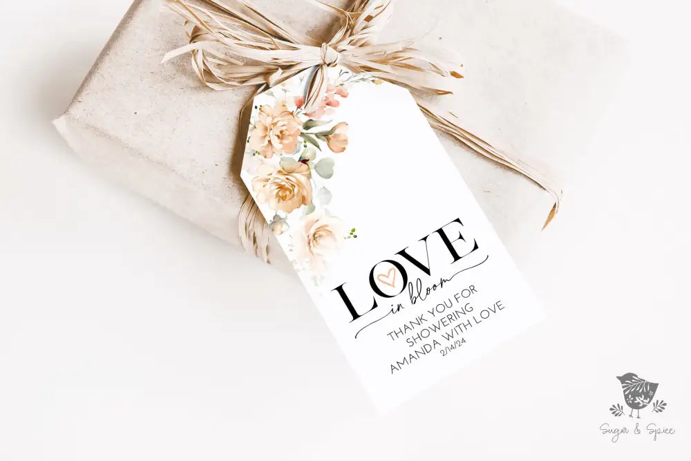 Love in Bloom Pink Floral Gift Tag - Premium Craft Supplies & Tools > Party & Gifting > Labels, Stickers & Tags > Tags from Sugar and Spice Invitations - Just $23.40! Shop now at Sugar and Spice Paper