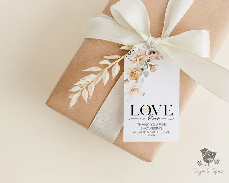 Love in Bloom Pink Floral Gift Tag - Premium Craft Supplies & Tools > Party & Gifting > Labels, Stickers & Tags > Tags from Sugar and Spice Invitations - Just $23.40! Shop now at Sugar and Spice Paper