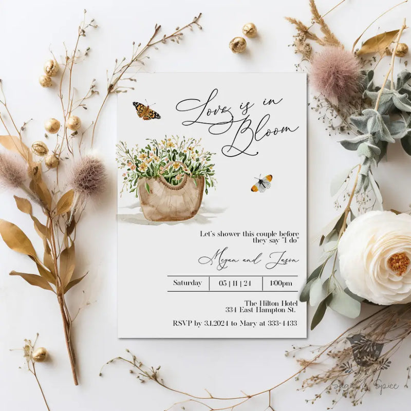 Love is in Bloom Garden Bridal Shower Invitation - Premium  from Sugar and Spice Invitations - Just $1.95! Shop now at Sugar and Spice Paper