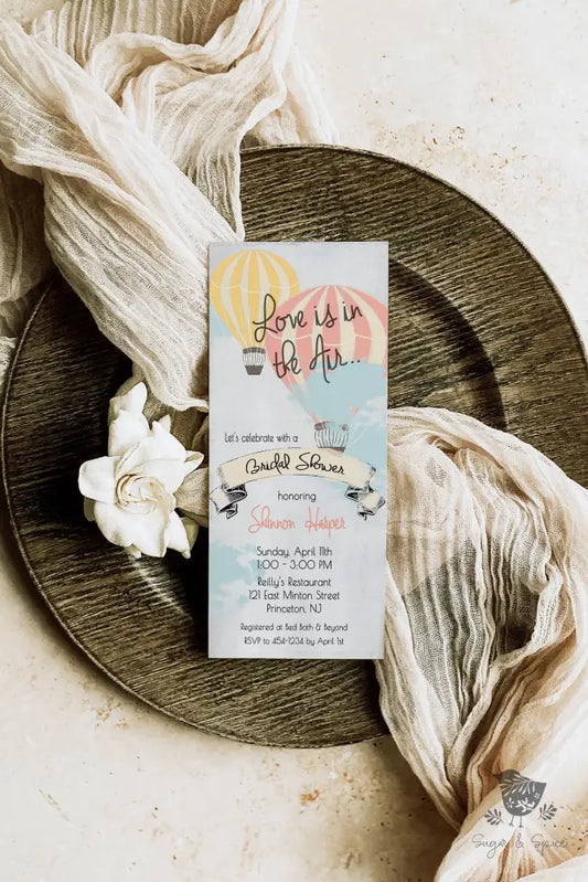 Love is in the Air Hot Air Balloon Bridal Shower Invitation - Premium  from Sugar and Spice Invitations - Just $1.95! Shop now at Sugar and Spice Paper