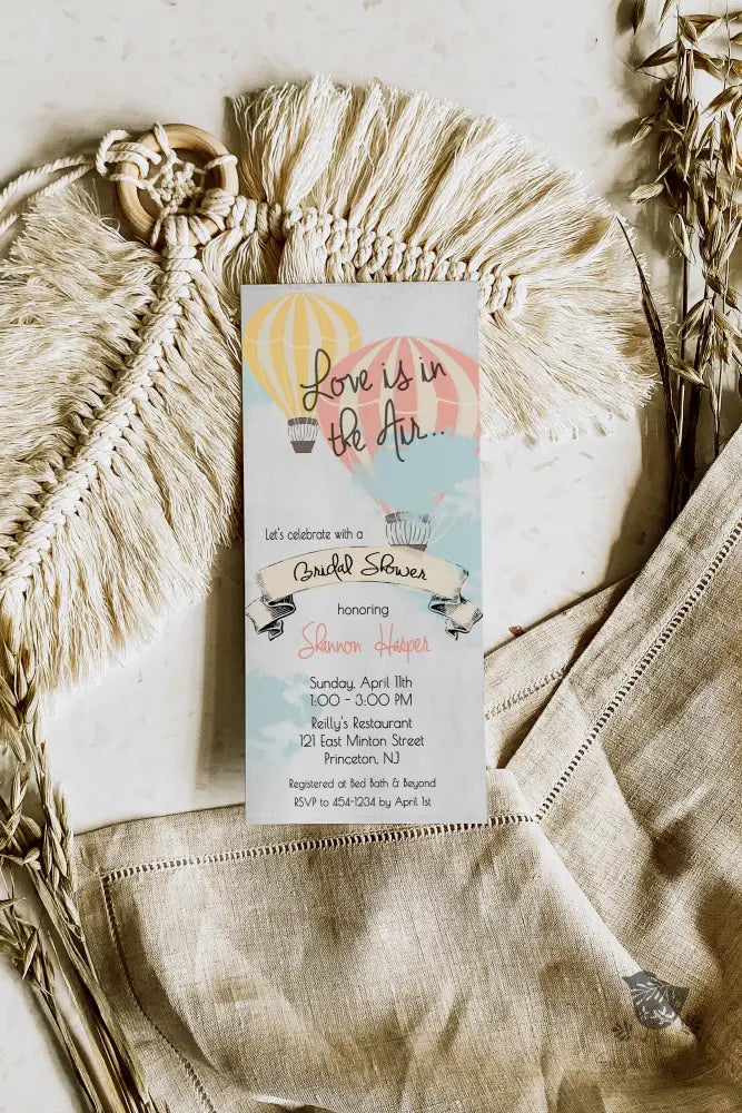 Love is in the Air Hot Air Balloon Bridal Shower Invitation - Premium  from Sugar and Spice Invitations - Just $1.95! Shop now at Sugar and Spice Paper