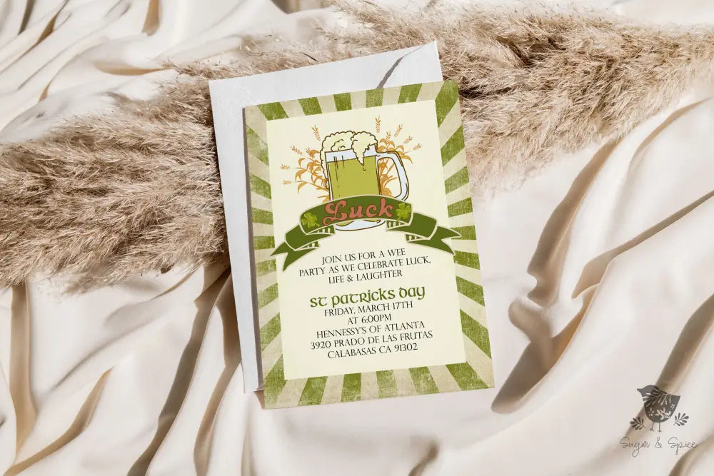 Lucky St Patricks Day Invitation - Premium  from Sugar and Spice Invitations - Just $2.50! Shop now at Sugar and Spice Paper