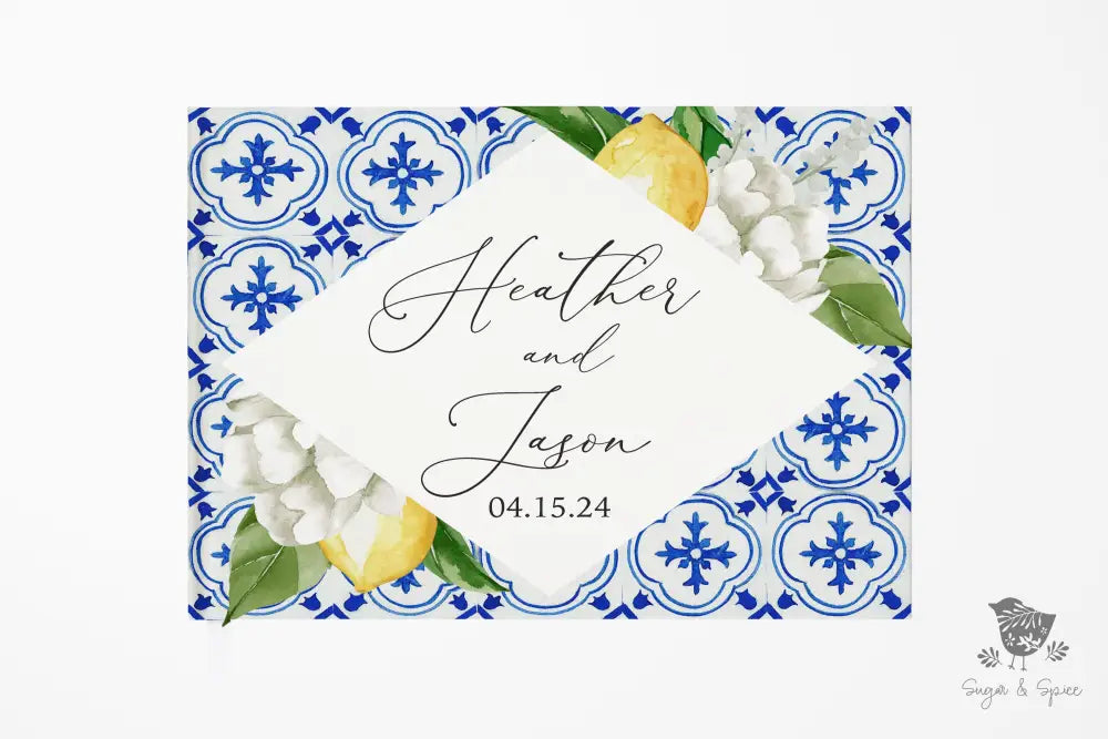 Mediterranean Lemon Wedding Guest Book - Premium from Sugar and Spice - Just $55! Shop now at Sugar and Spice Paper