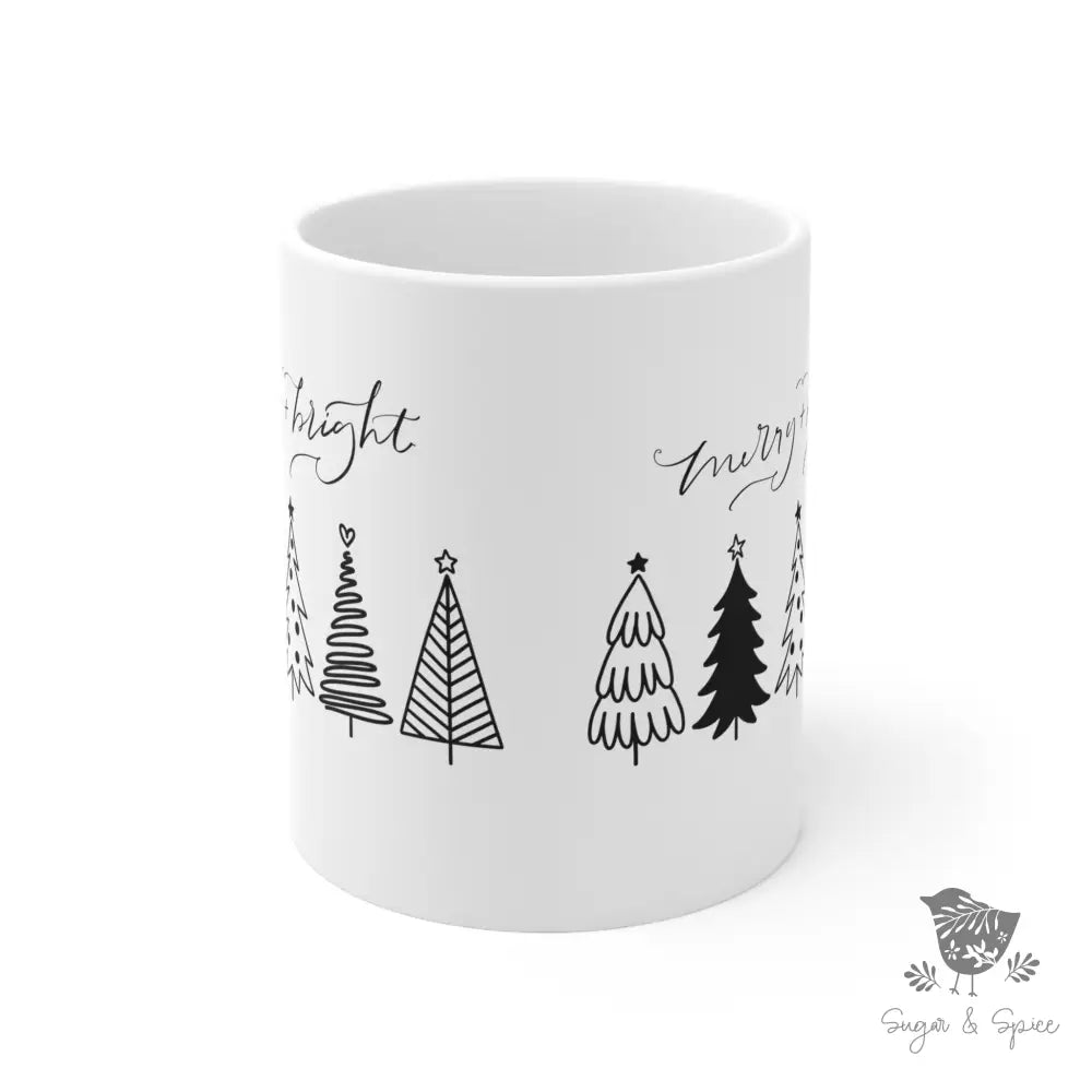 Merry and Bright Christmas Ceramic Mug - Premium Mug from Printify - Just $18! Shop now at Sugar and Spice Paper