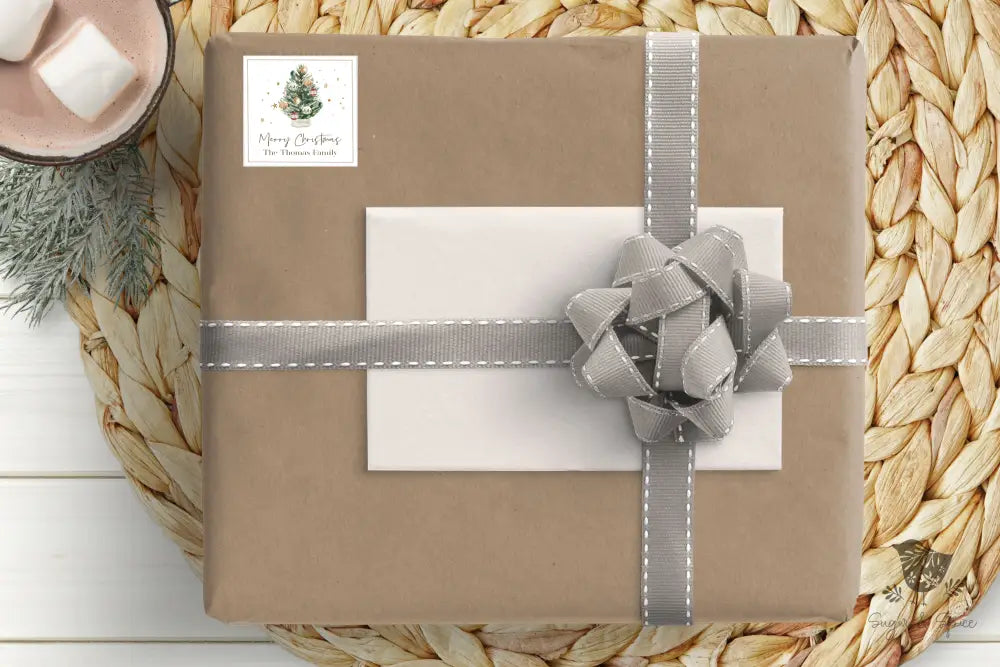 Merry Christmas Square Sticker - Premium from Sugar and Spice Invitations - Just $8.44! Shop now at Sugar and Spice Paper