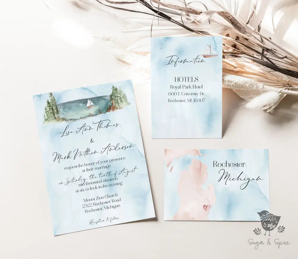 Michigan Wedding Invitation Suite - Premium from Sugar and Spice Invitations - Just $2.10! Shop now at Sugar and Spice Paper