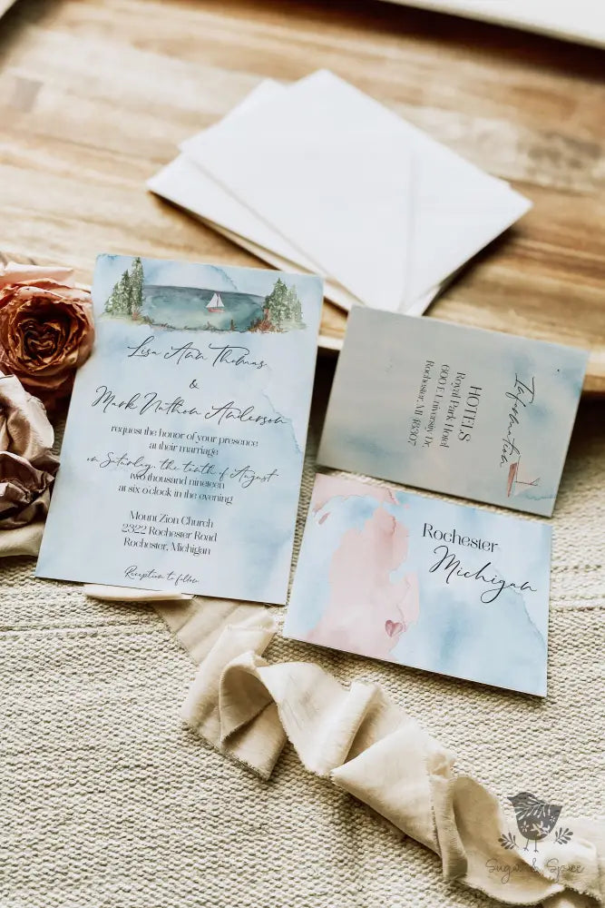 Michigan Wedding Invitation Suite - Premium from Sugar and Spice Invitations - Just $2.10! Shop now at Sugar and Spice Paper