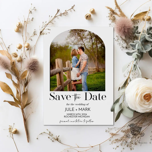 Minimalist Photo Save the Date - Premium Paper & Party Supplies > Paper > Invitations & Announcements > Invitations from Sugar and Spice Invitations - Just $2.50! Shop now at Sugar and Spice Paper