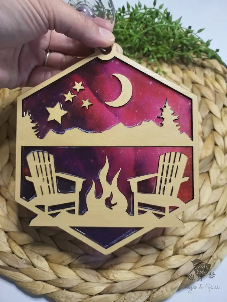 Mountain Campfire Night Sky Sun Catcher - Premium  from Sugar and Spice - Just $18! Shop now at Sugar and Spice Paper