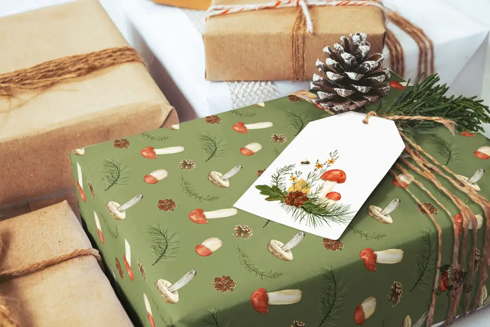 Mushroom Green Wrapping Paper - Premium Craft Supplies & Tools > Party & Gifting > Packaging & Wrapping from Sugar and Spice Invitations - Just $26.10! Shop now at Sugar and Spice Paper