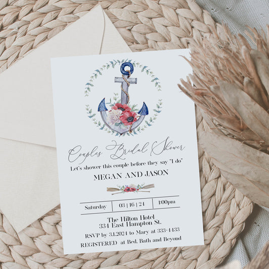 Couples Nautical Bridal Shower Invitation