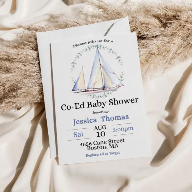 Nautical Sailboat Baby Shower Invitation - Premium from Sugar and Spice Invitations - Just $1.95! Shop now at Sugar and Spice Paper
