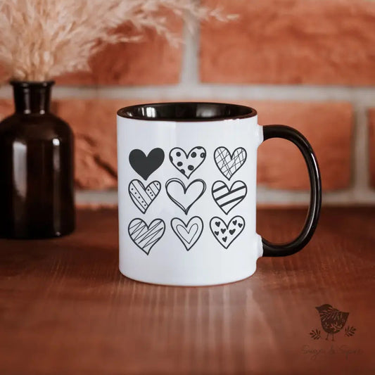 Nine Hand drawn Hearts Coffee Mug - Premium Mug from Printify - Just $18! Shop now at Sugar and Spice Paper