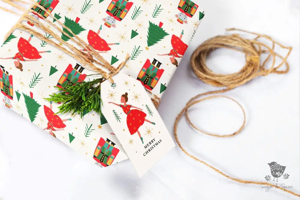 Nutcracker Ballerina Wrapping Paper - Premium Craft Supplies & Tools > Party & Gifting > Packaging & Wrapping from Sugar and Spice Invitations - Just $26.10! Shop now at Sugar and Spice Paper