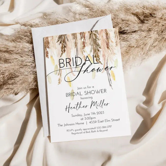 Pampas Grass Boho Bridal Shower Invitation - Premium  from Sugar and Spice Invitations - Just $1.95! Shop now at Sugar and Spice Paper