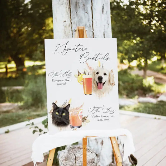 Pampas Grass Pet Signature Drink Sign - Premium  from Sugar and Spice Invitations - Just $25! Shop now at Sugar and Spice Paper