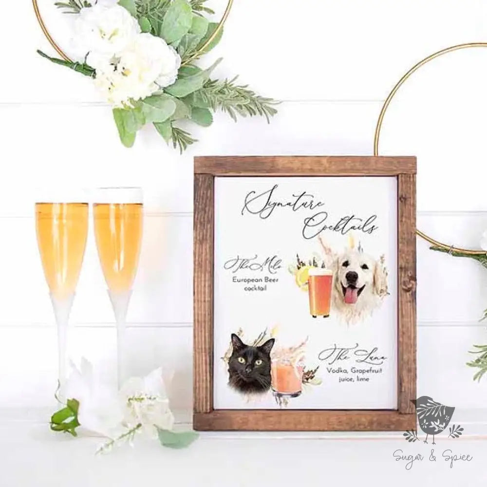 Pampas Grass Pet Signature Drink Sign - Premium from Sugar and Spice Invitations - Just $25! Shop now at Sugar and Spice Paper