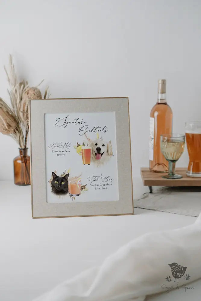 Pampas Grass Pet Signature Drink Sign - Premium  from Sugar and Spice Invitations - Just $25! Shop now at Sugar and Spice Paper
