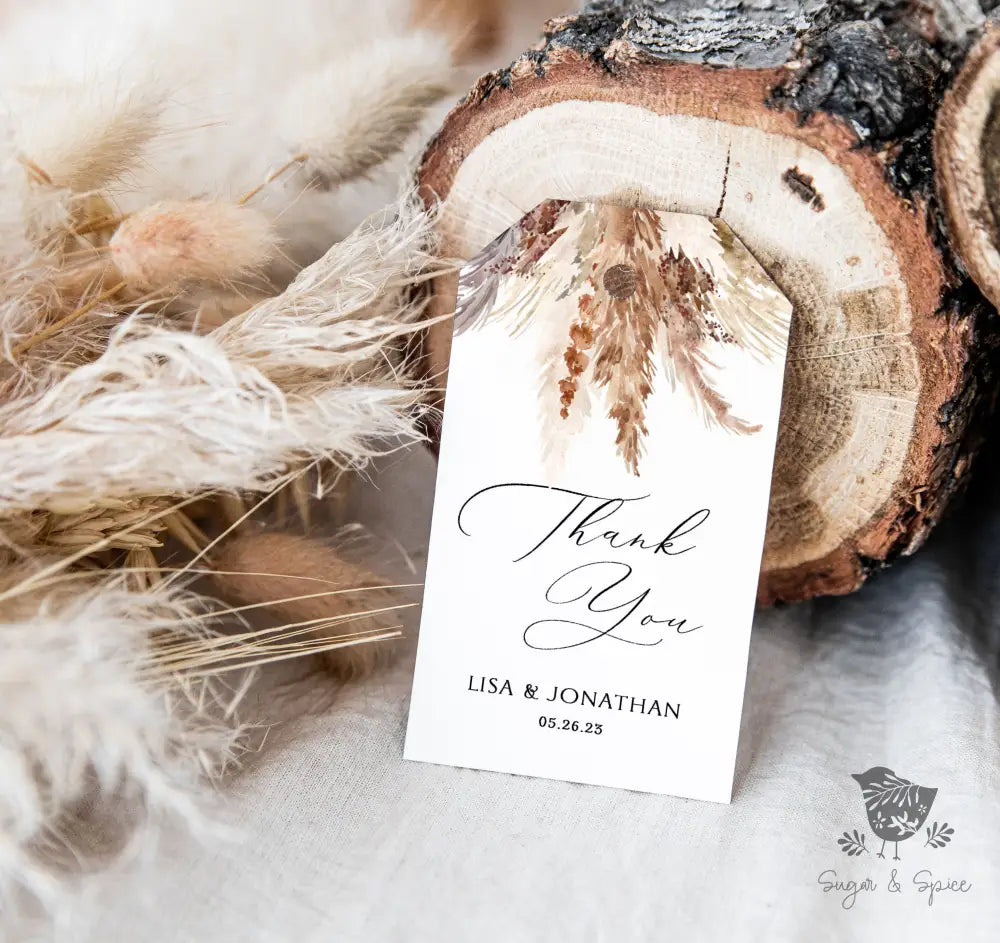 Pampas Grass Thank You Gift Tag - Premium Craft Supplies & Tools > Party & Gifting > Labels, Stickers & Tags > Tags from Sugar and Spice Invitations - Just $26! Shop now at Sugar and Spice Paper