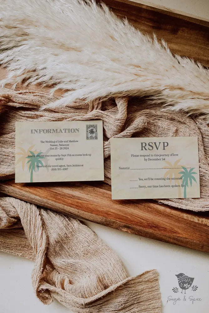Paradise Boarding Pass Ticket Wedding Invitation Suite - Premium from Sugar and Spice Invitations - Just $2.15! Shop now at Sugar and Spice Paper