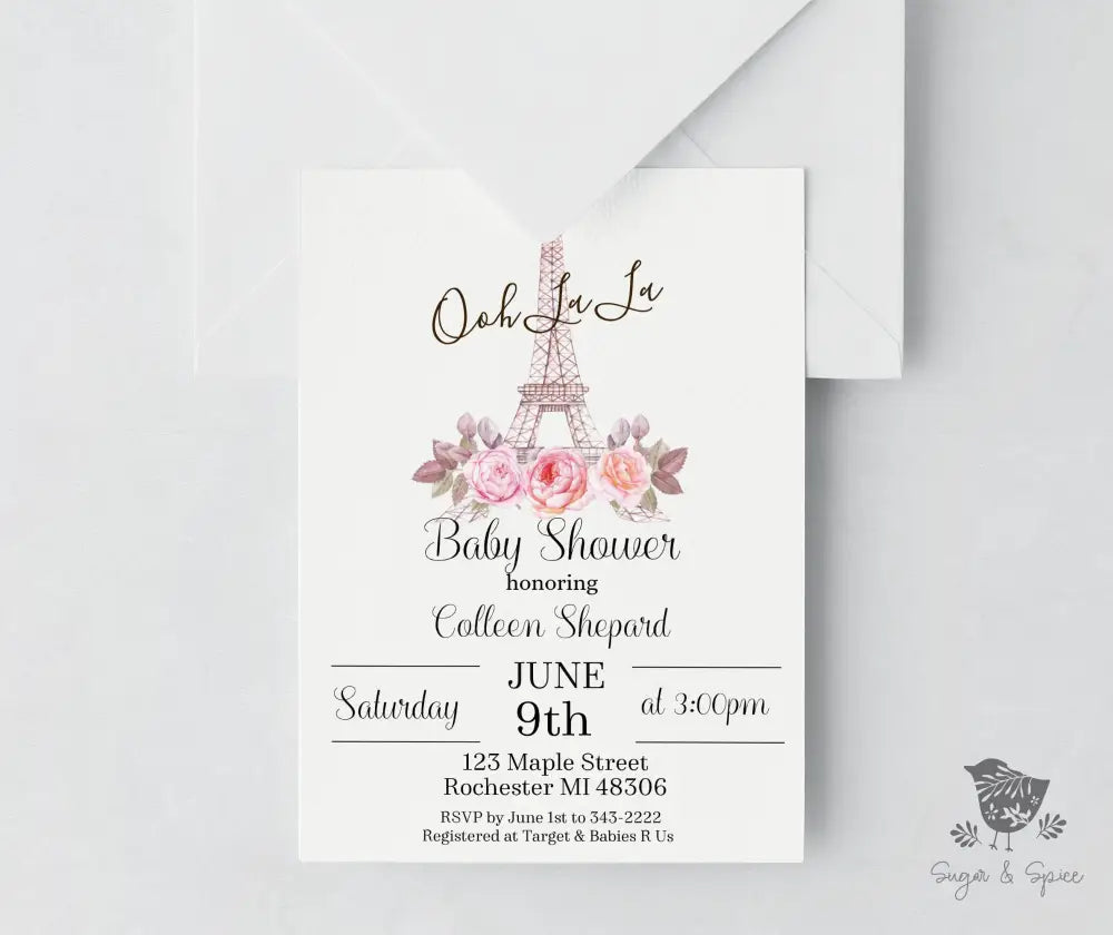 Paris Baby Shower Invitation - Premium from Sugar and Spice Invitations - Just $1.95! Shop now at Sugar and Spice Paper