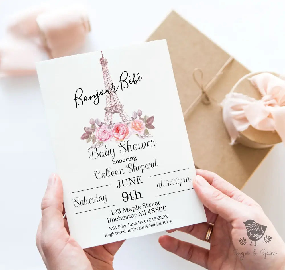 Paris Baby Shower Invitation - Premium from Sugar and Spice Invitations - Just $1.95! Shop now at Sugar and Spice Paper