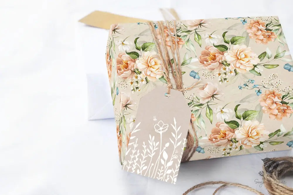 Peach Floral Kraft Wrapping Paper - Premium Craft Supplies & Tools > Party & Gifting > Packaging & Wrapping from Sugar and Spice Invitations - Just $26.10! Shop now at Sugar and Spice Paper