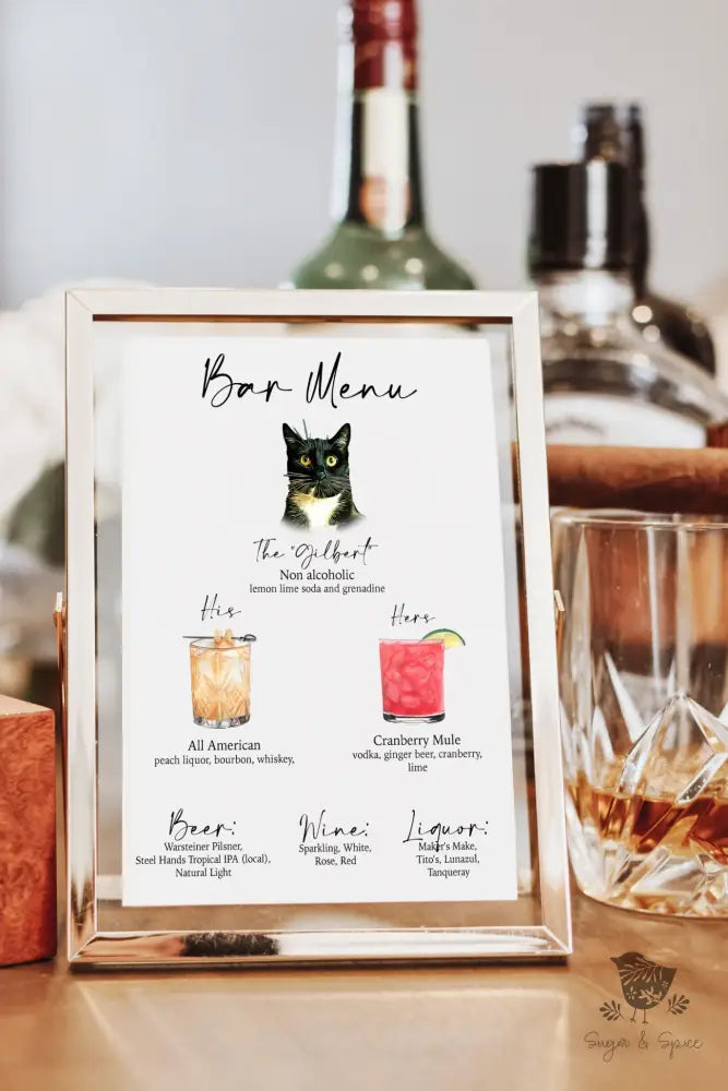 Pet Bar Menu Sign - Premium from Sugar and Spice Invitations - Just $35! Shop now at Sugar and Spice Paper