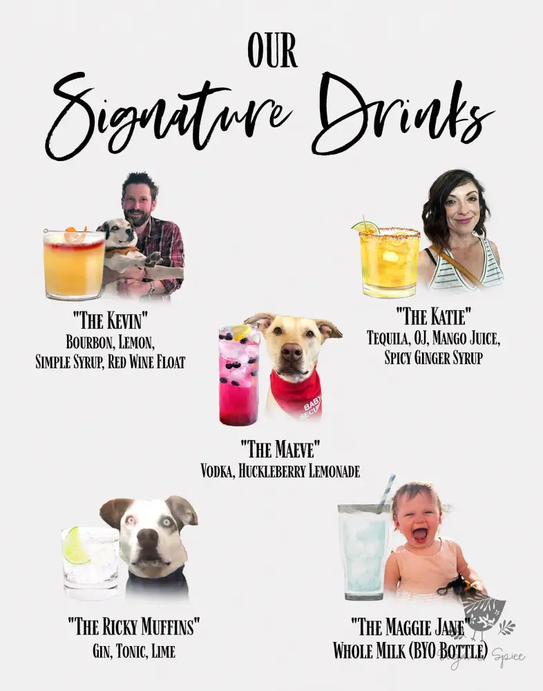 Pet Signature Drink Sign Five - Premium  from Sugar and Spice Invitations - Just $40! Shop now at Sugar and Spice Paper