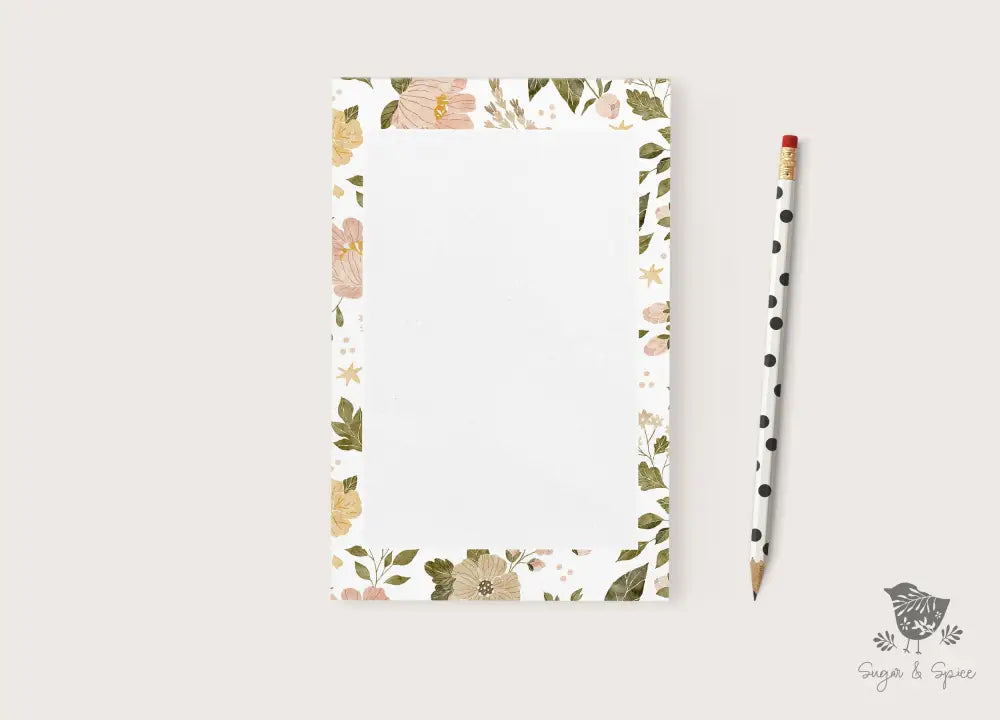 Pink Flowers Notepad - Premium Paper & Party Supplies > Paper > Stationery > Notepads from Sugar and Spice Invitations - Just $14! Shop now at Sugar and Spice Paper