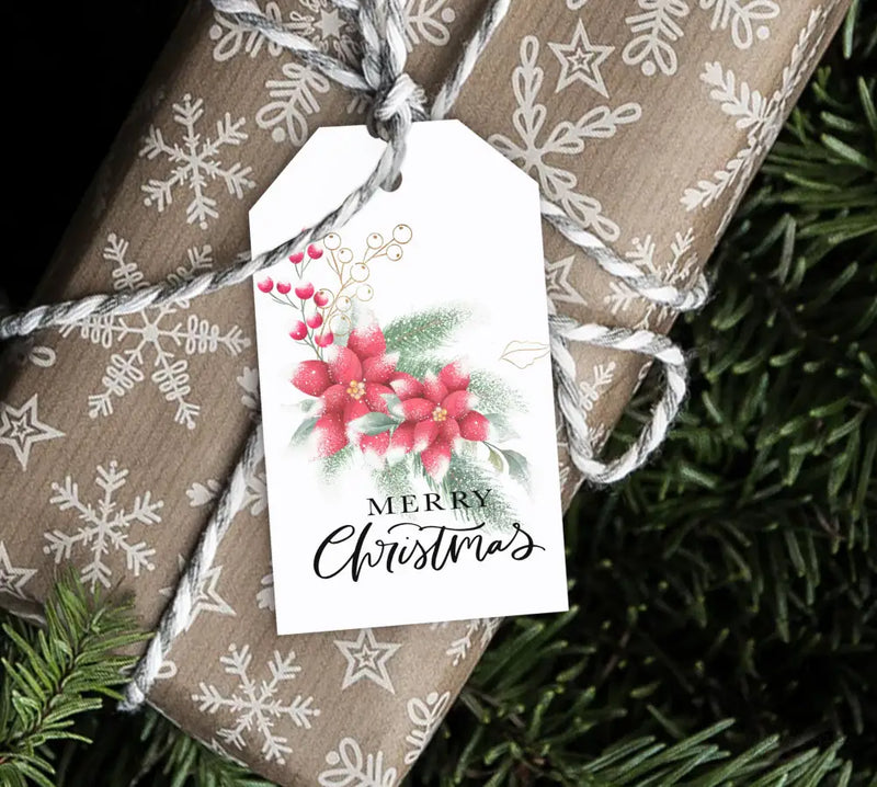 Poinsettia Christmas Gift Tag - Premium Craft Supplies & Tools > Party & Gifting > Labels, Stickers & Tags > Tags from Sugar and Spice Invitations - Just $26! Shop now at Sugar and Spice Paper