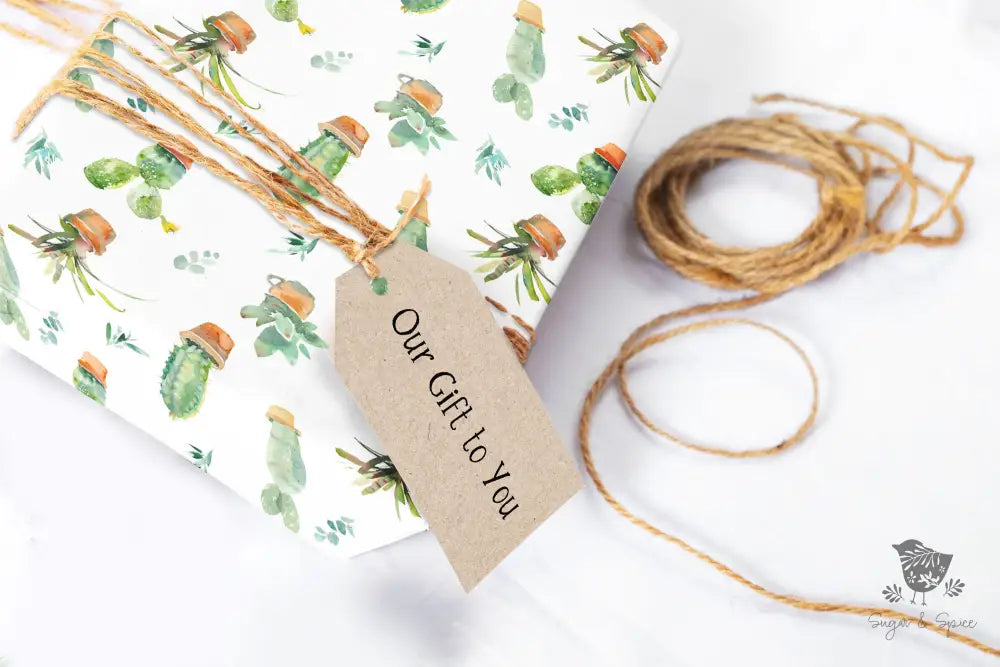 Potted Cactus Plant Wrapping Paper - Premium  from Sugar and Spice Invitations - Just $26.10! Shop now at Sugar and Spice Paper
