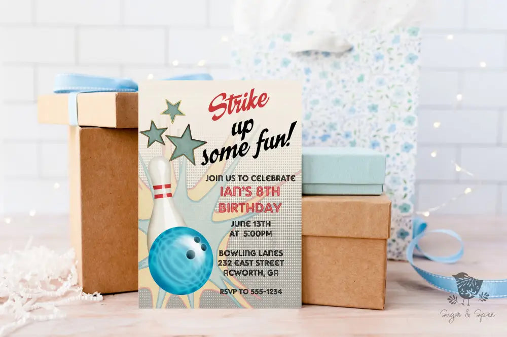 Retro Birthday Birthday Invitation - Premium Digital File from Sugar and Spice Invitations - Just $1.95! Shop now at Sugar and Spice Paper