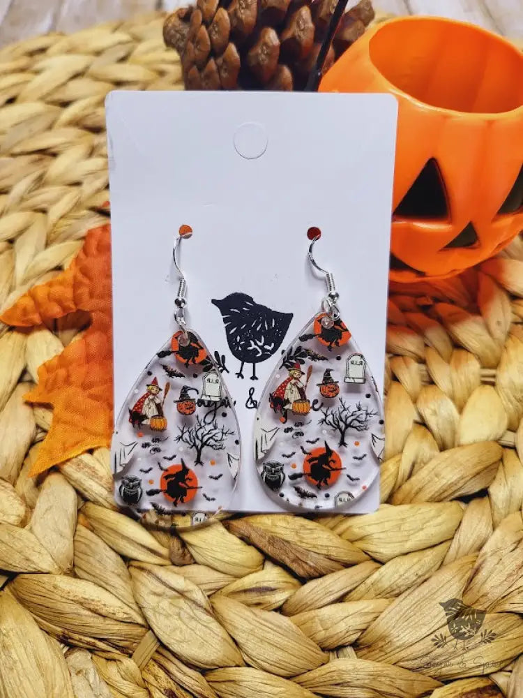 Retro Halloween Acrylic Teardrop Earrings - Premium  from Sugar and Spice Invitations - Just $11.25! Shop now at Sugar and Spice Paper