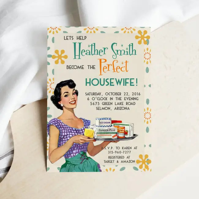Retro Housewife Bridal Shower Invitation - Premium  from Sugar and Spice Invitations - Just $1.95! Shop now at Sugar and Spice Paper