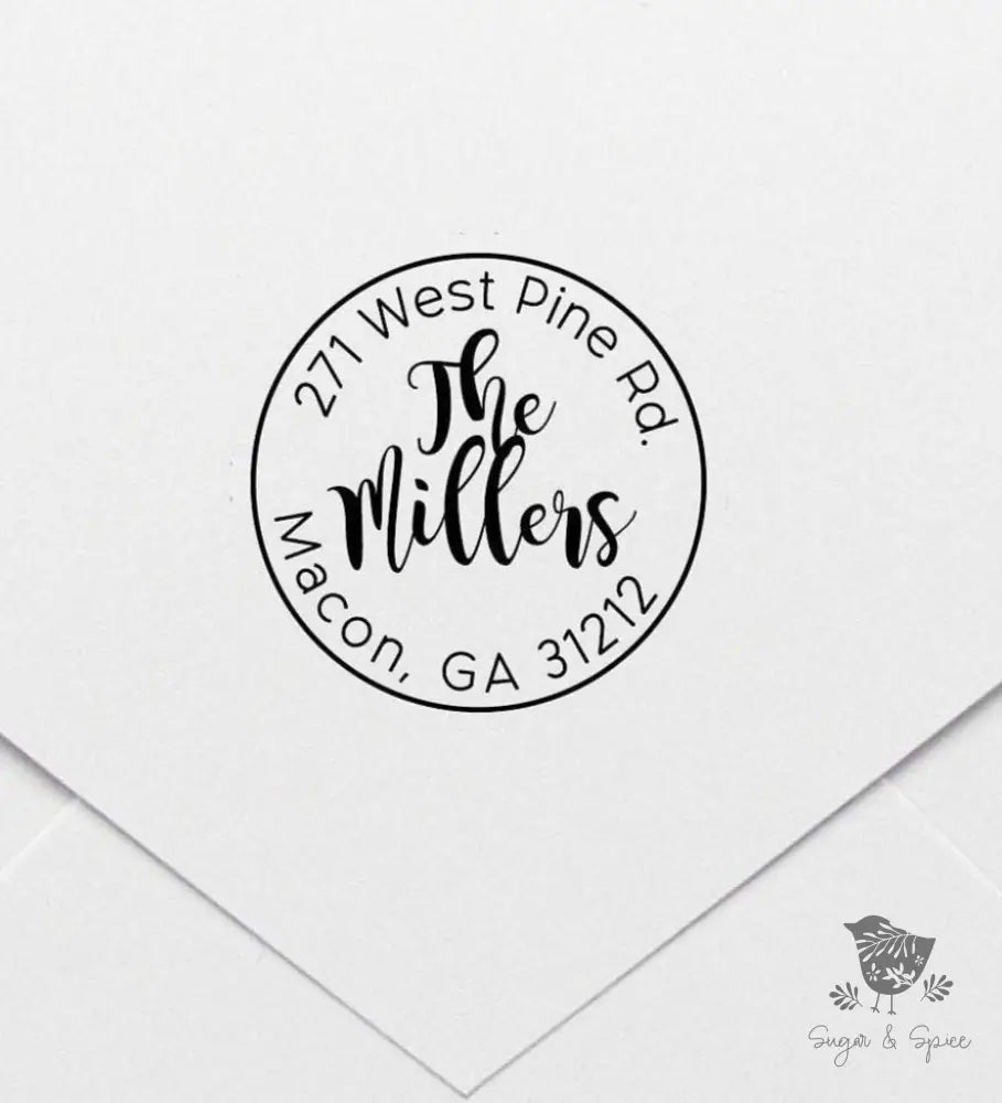 Round Self Inking Return Address Stamp - Premium Craft Supplies & Tools > Stamps & Seals > Stamps from Sugar and Spice Invitations - Just $40! Shop now at Sugar and Spice Paper