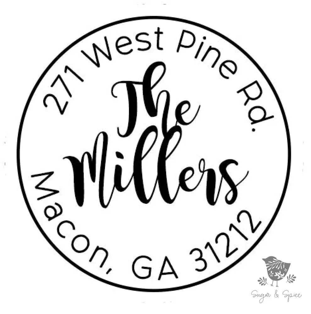 Round Self Inking Return Address Stamp - Premium Craft Supplies & Tools > Stamps & Seals > Stamps from Sugar and Spice Invitations - Just $40! Shop now at Sugar and Spice Paper