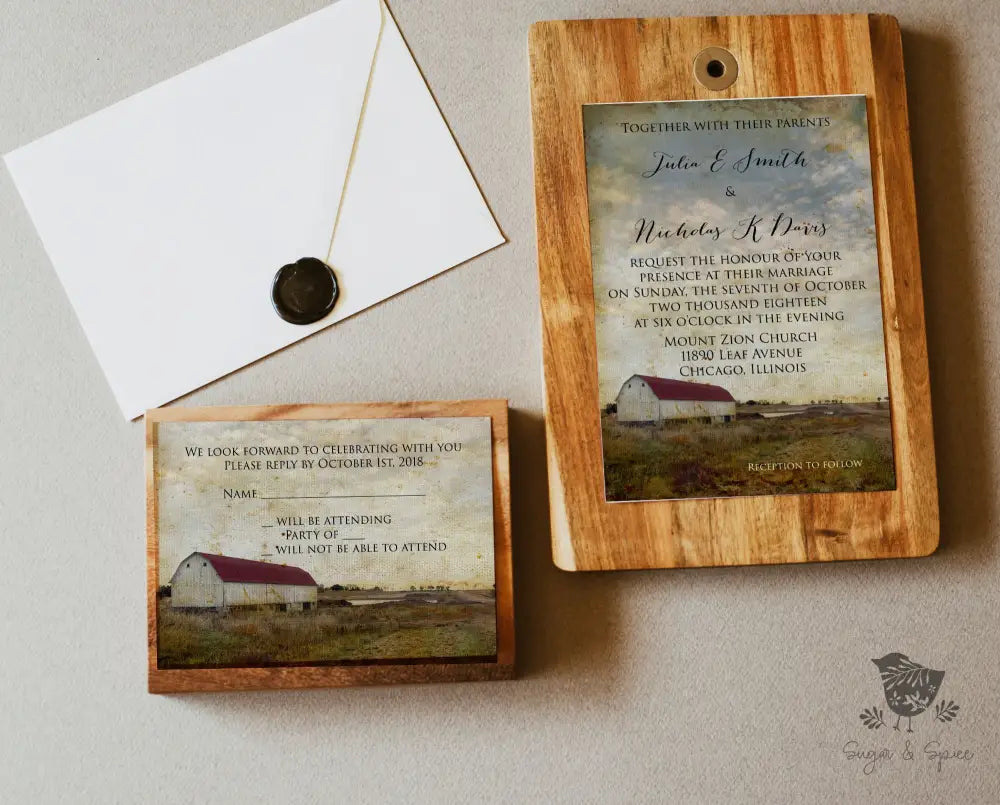 Rustic Barn Wedding Invitation - Premium from Sugar and Spice Invitations - Just $2.15! Shop now at Sugar and Spice Paper