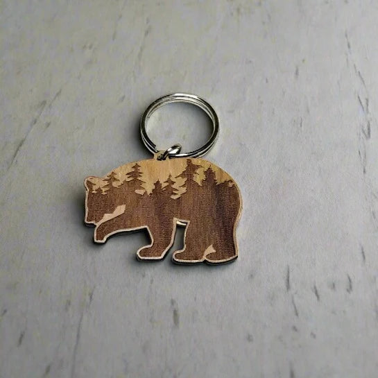 Rustic Bear Wood KeyChain - Premium  from Sugar and Spice Paper & Gift - Just $9! Shop now at Sugar and Spice Paper