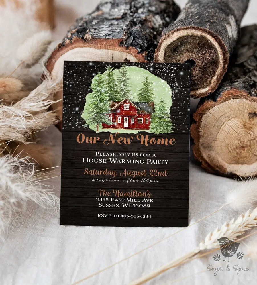 Rustic Cabin Housewarming Invitation - Premium Digital File from Sugar and Spice Invitations - Just $2.10! Shop now at Sugar and Spice Paper