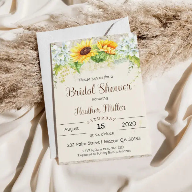 Rustic Country Sunflower Bridal Shower Invitation - Premium  from Sugar and Spice Invitations - Just $1.95! Shop now at Sugar and Spice Paper
