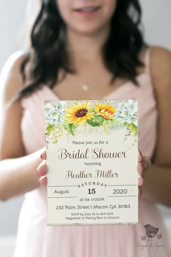 Rustic Country Sunflower Bridal Shower Invitation - Premium from Sugar and Spice Invitations - Just $1.95! Shop now at Sugar and Spice Paper