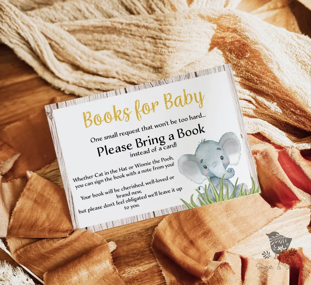 Rustic Elephant Books for Baby - Premium Paper & Party Supplies > Paper > Invitations & Announcements > Invitations from Sugar and Spice Invitations - Just $1.50! Shop now at Sugar and Spice Paper