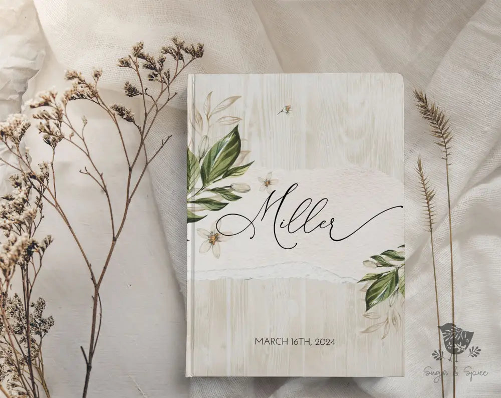 Rustic Greenery & Floral Wedding Guest Book - Premium from Sugar and Spice - Just $45! Shop now at Sugar and Spice Paper