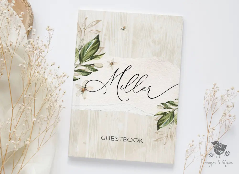 Rustic Greenery & Floral Wedding Guest Book - Premium from Sugar and Spice - Just $45! Shop now at Sugar and Spice Paper