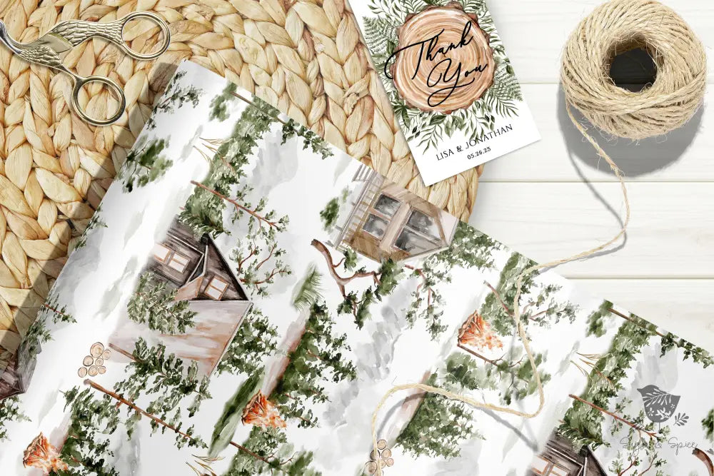 Rustic Woodland Forest Campfire Wrapping Paper - Premium Craft Supplies & Tools > Party & Gifting > Packaging & Wrapping from Sugar and Spice Invitations - Just $26.10! Shop now at Sugar and Spice Paper