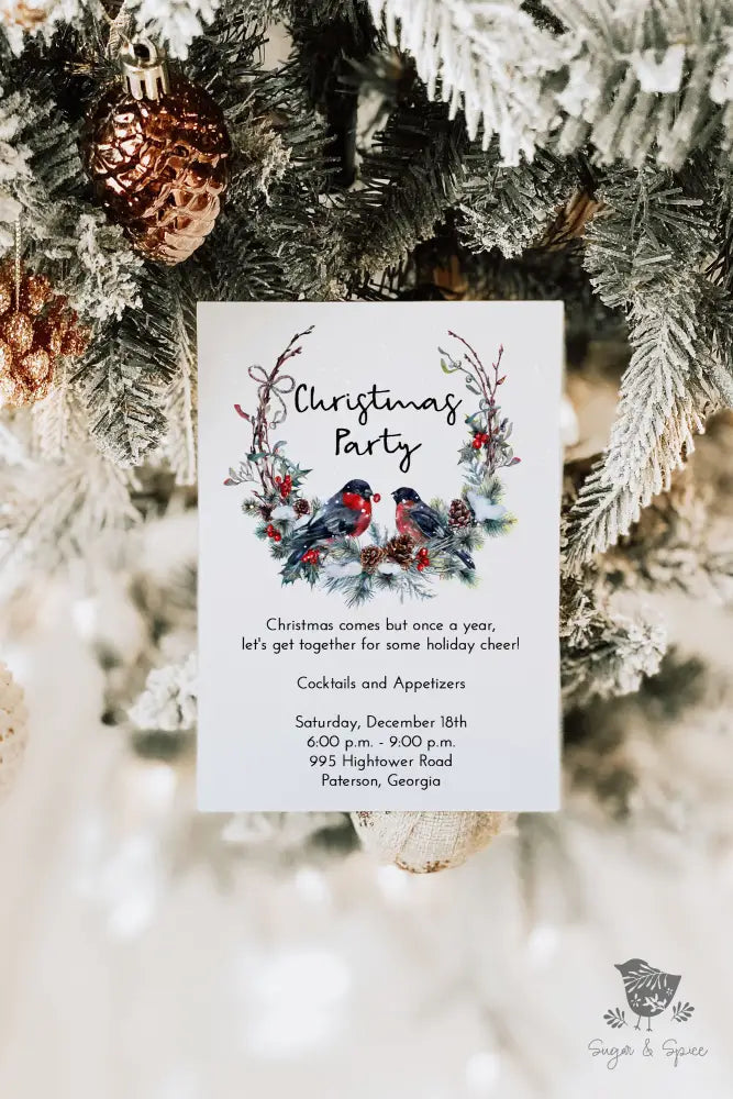Rustic Wreath Christmas Invitation - Premium Digital File from Sugar and Spice Invitations - Just $2.10! Shop now at Sugar and Spice Paper