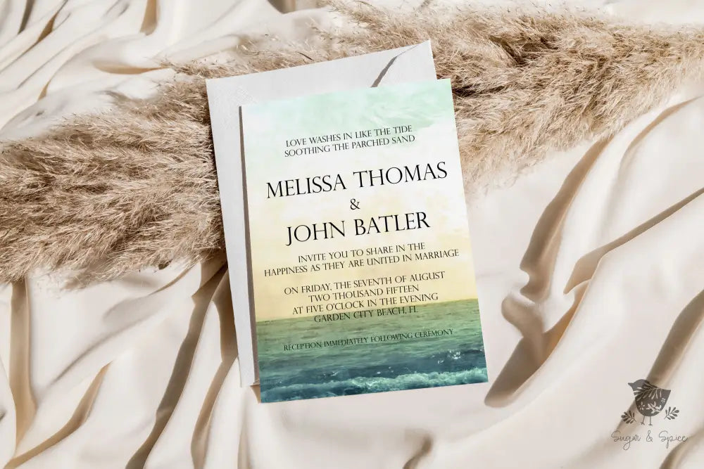 Sandy Beach Wedding Invitation - Premium from Sugar and Spice Invitations - Just $2.15! Shop now at Sugar and Spice Paper