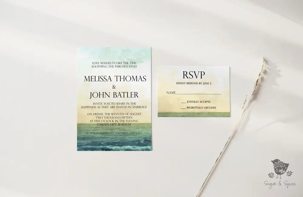 Sandy Beach Wedding Invitation - Premium from Sugar and Spice Invitations - Just $2.15! Shop now at Sugar and Spice Paper
