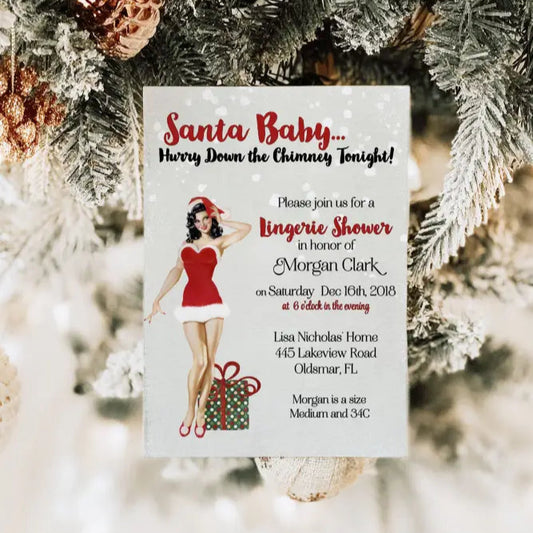 Santa Baby Lingerie Bridal Shower Invitation - Premium  from Sugar and Spice Invitations - Just $1.95! Shop now at Sugar and Spice Paper